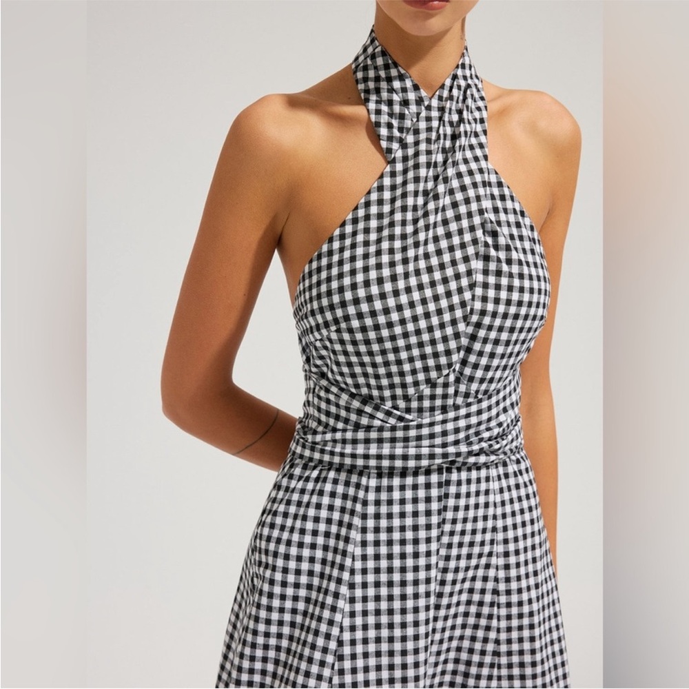 Commense Gingham Halter Maxi Dress - Black & White - Picture 4 of 5